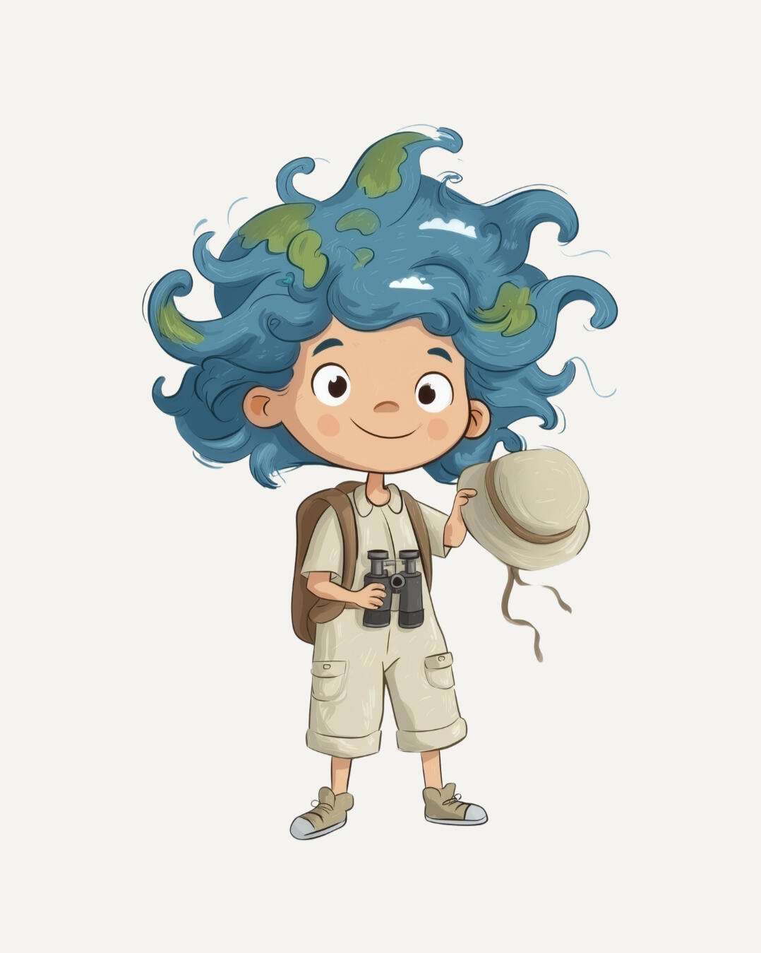 Earth, personagem exploradora da Pangeanauts, com binóculos e chapéu.